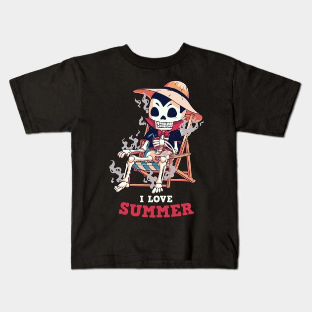 Dracula loves summer // Vampire, holidays, sunbathing Kids T-Shirt by Geekydog